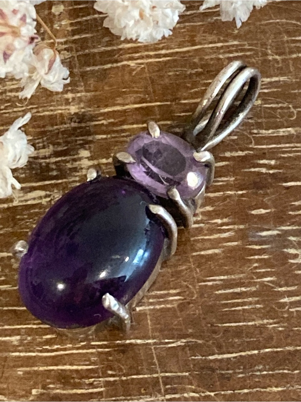 Purple Pendant with Dark and Light Purple Stones